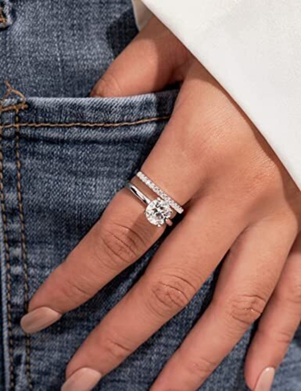 4980 Moissanite Solitaire Engagement Ring , Engagement Rings Moissanite - Picture 5 of 6